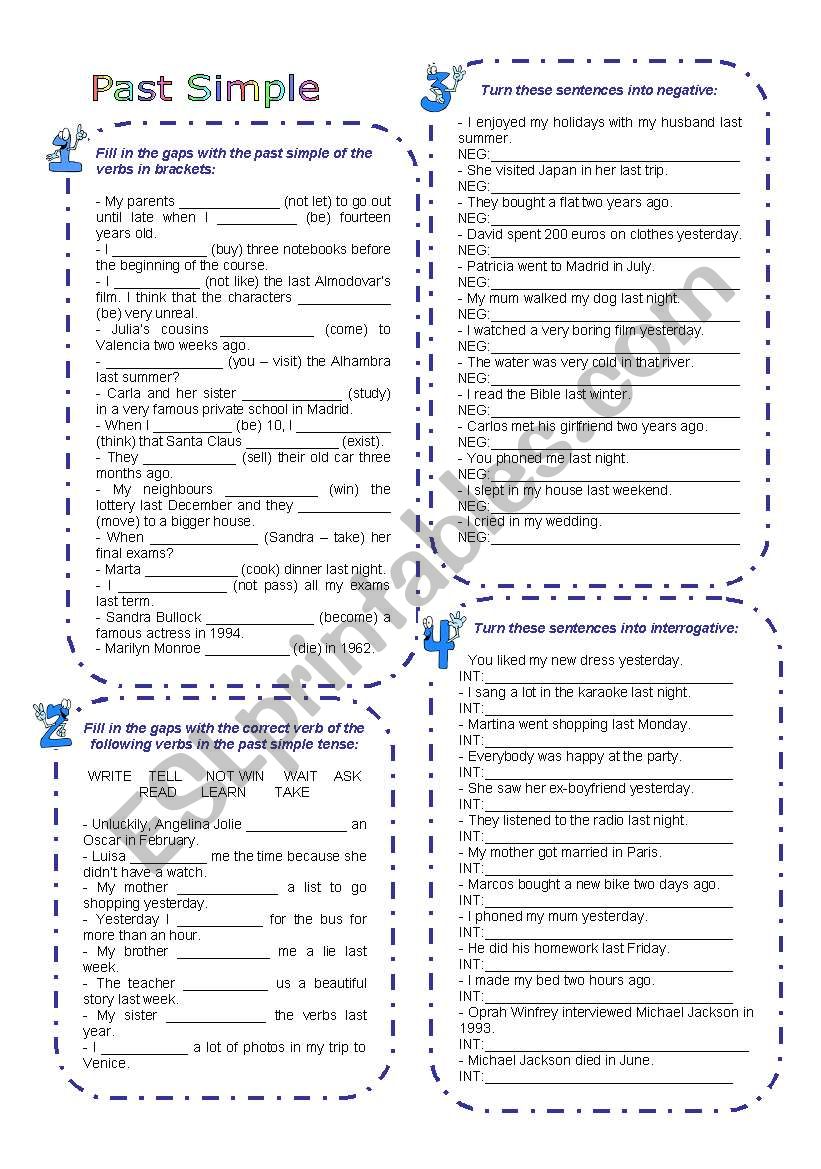 PAST SIMPLE TENSE worksheet