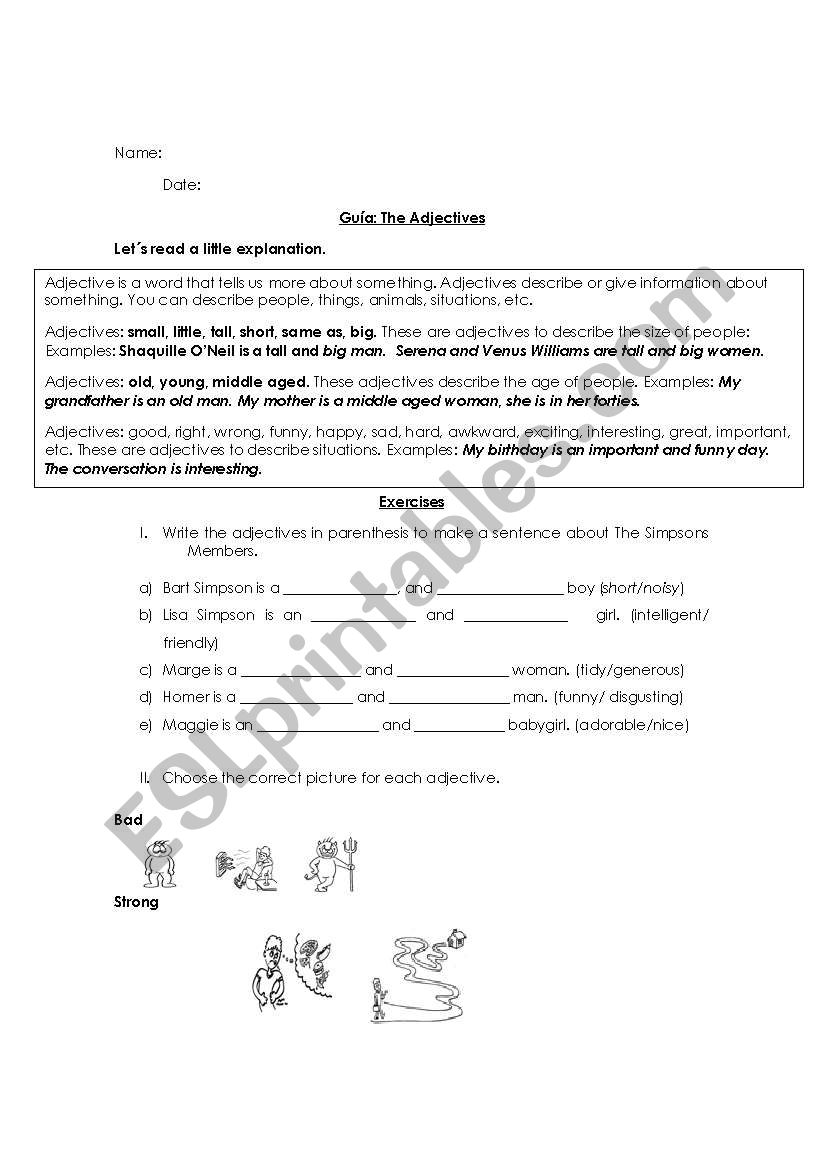 Adjectives  worksheet