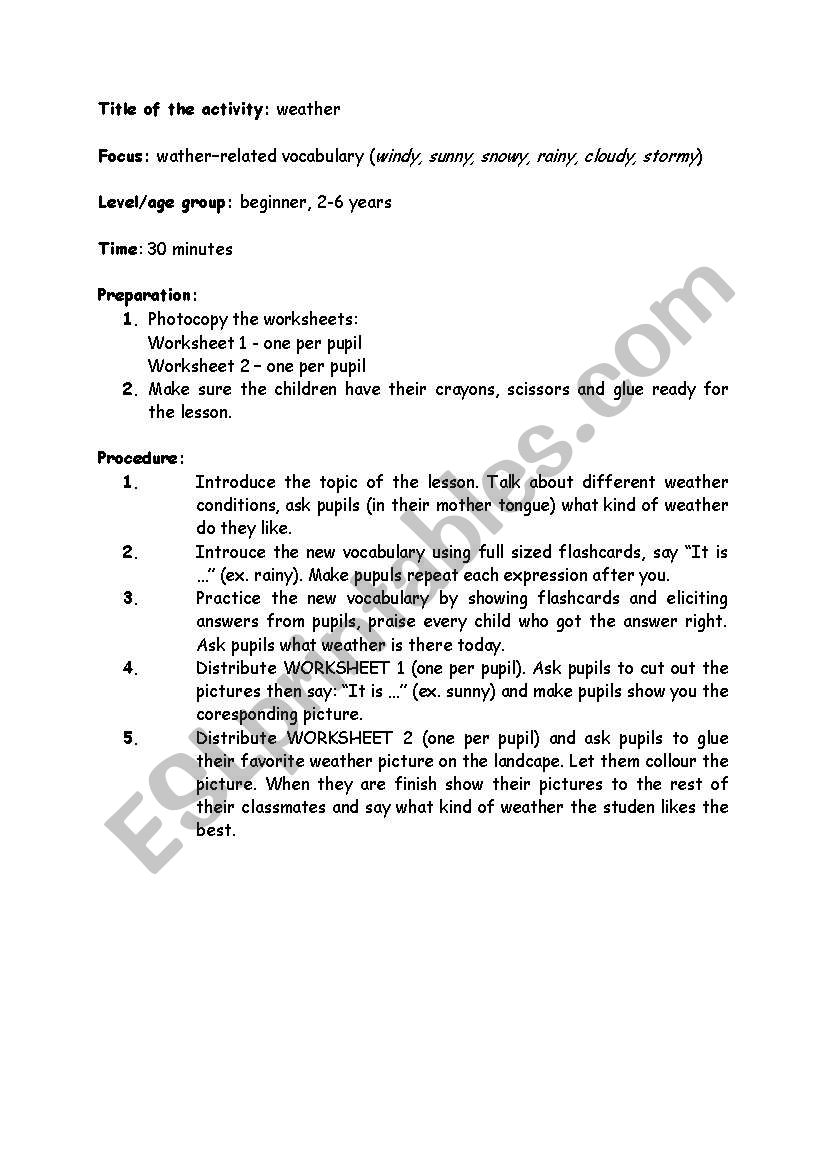 Weather (1/2) worksheet