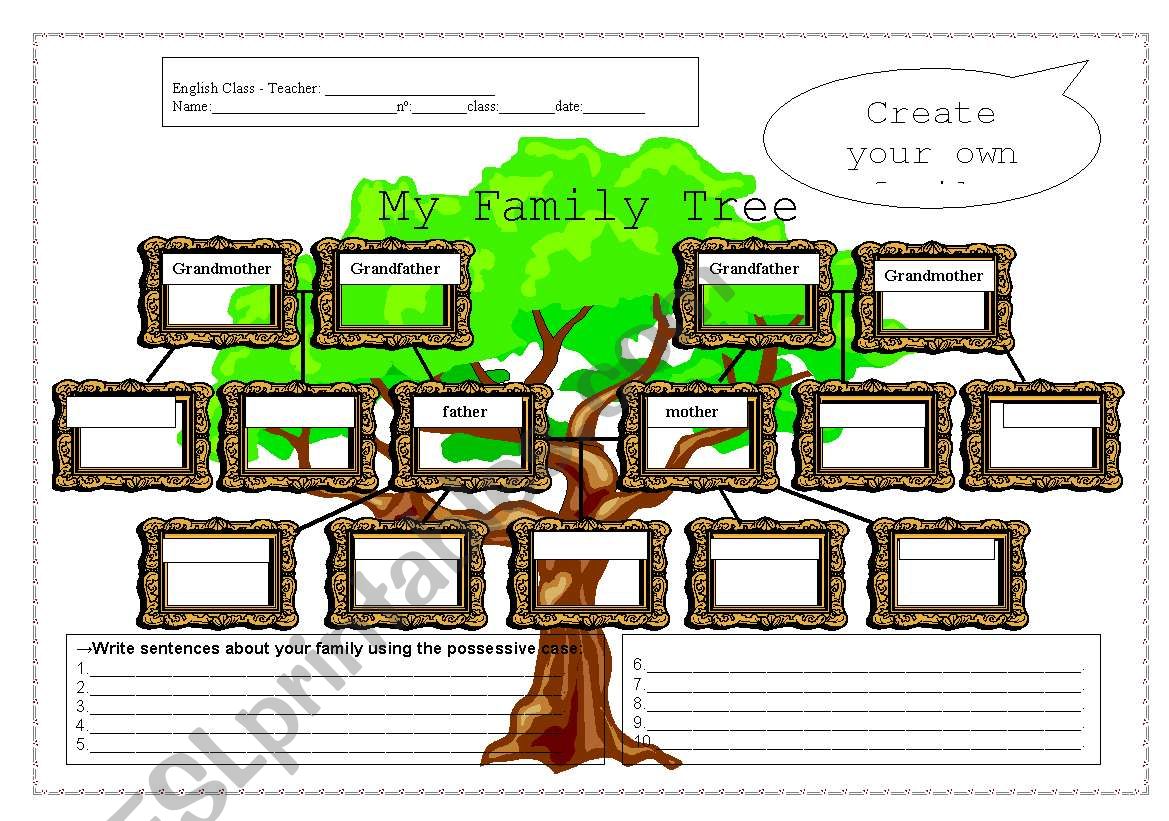 FAMILY TREE - ESL worksheet by Ninnoca