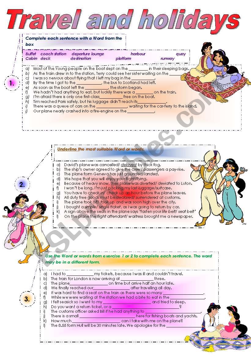 Travel and holidays worksheet