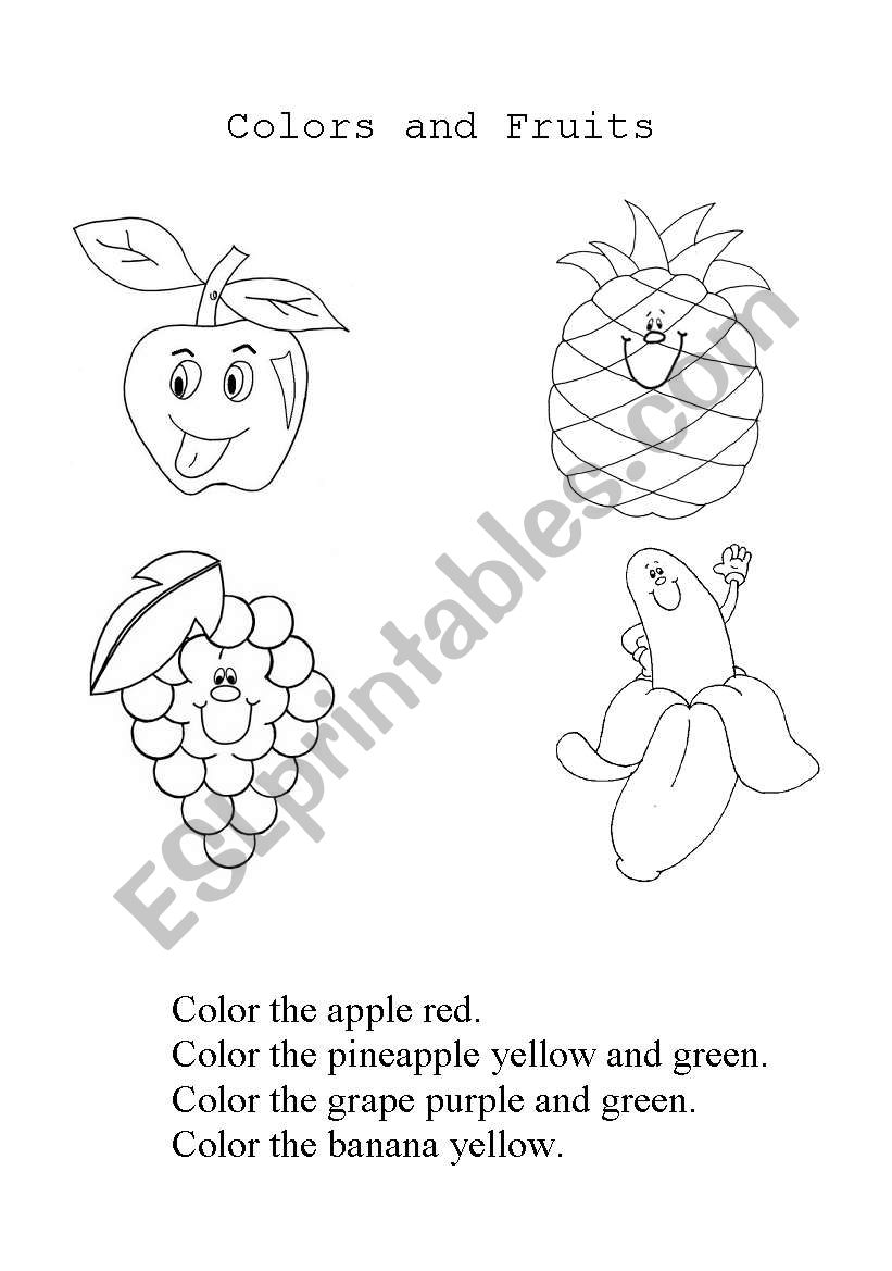Colors and Fruits worksheet