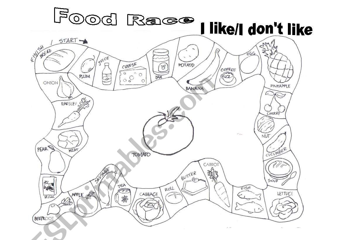 Food race GAME worksheet