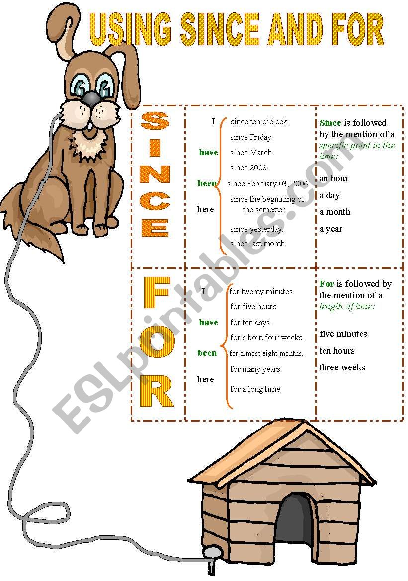 USING SINCE AND FOR worksheet