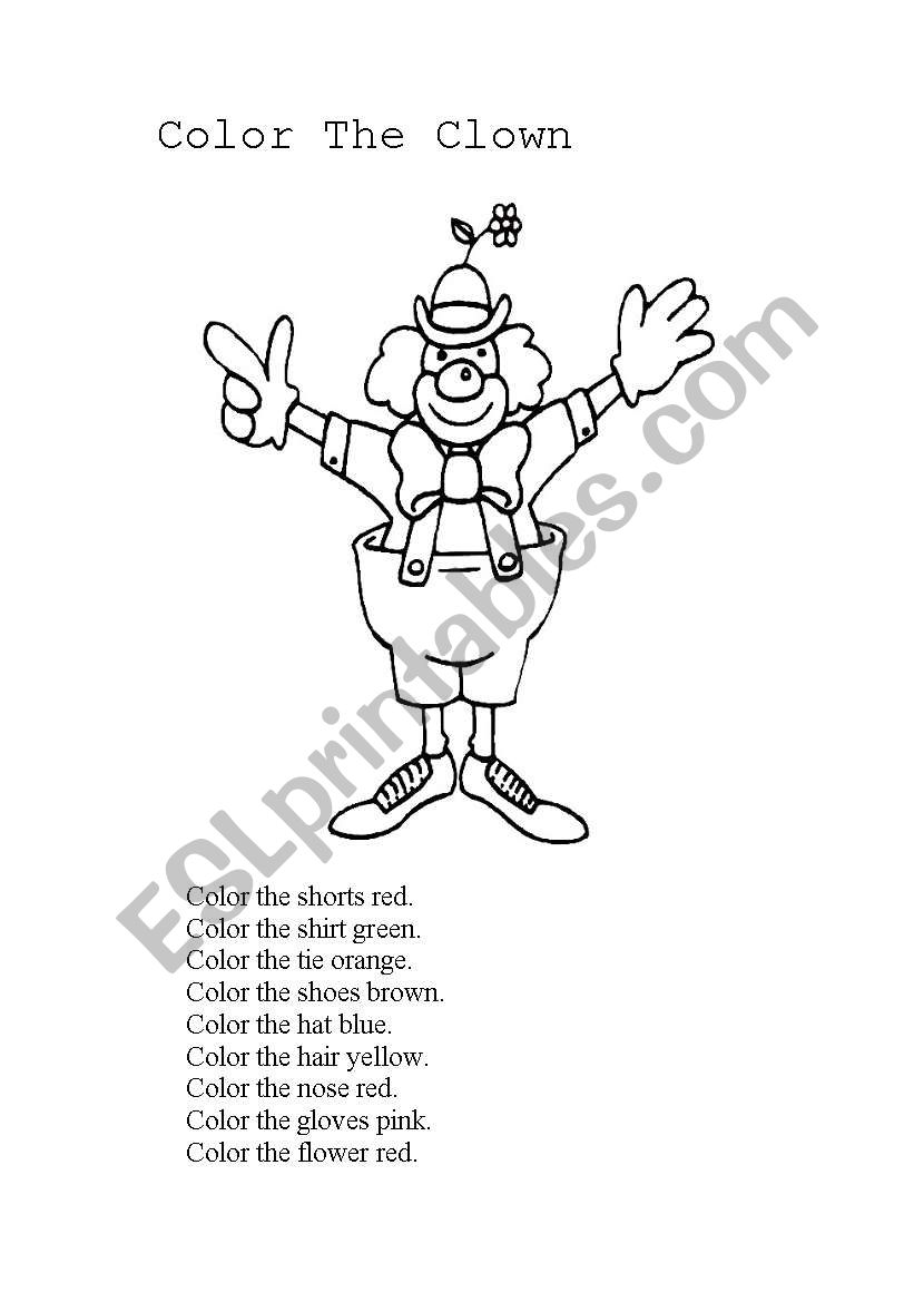 Color the Clown worksheet