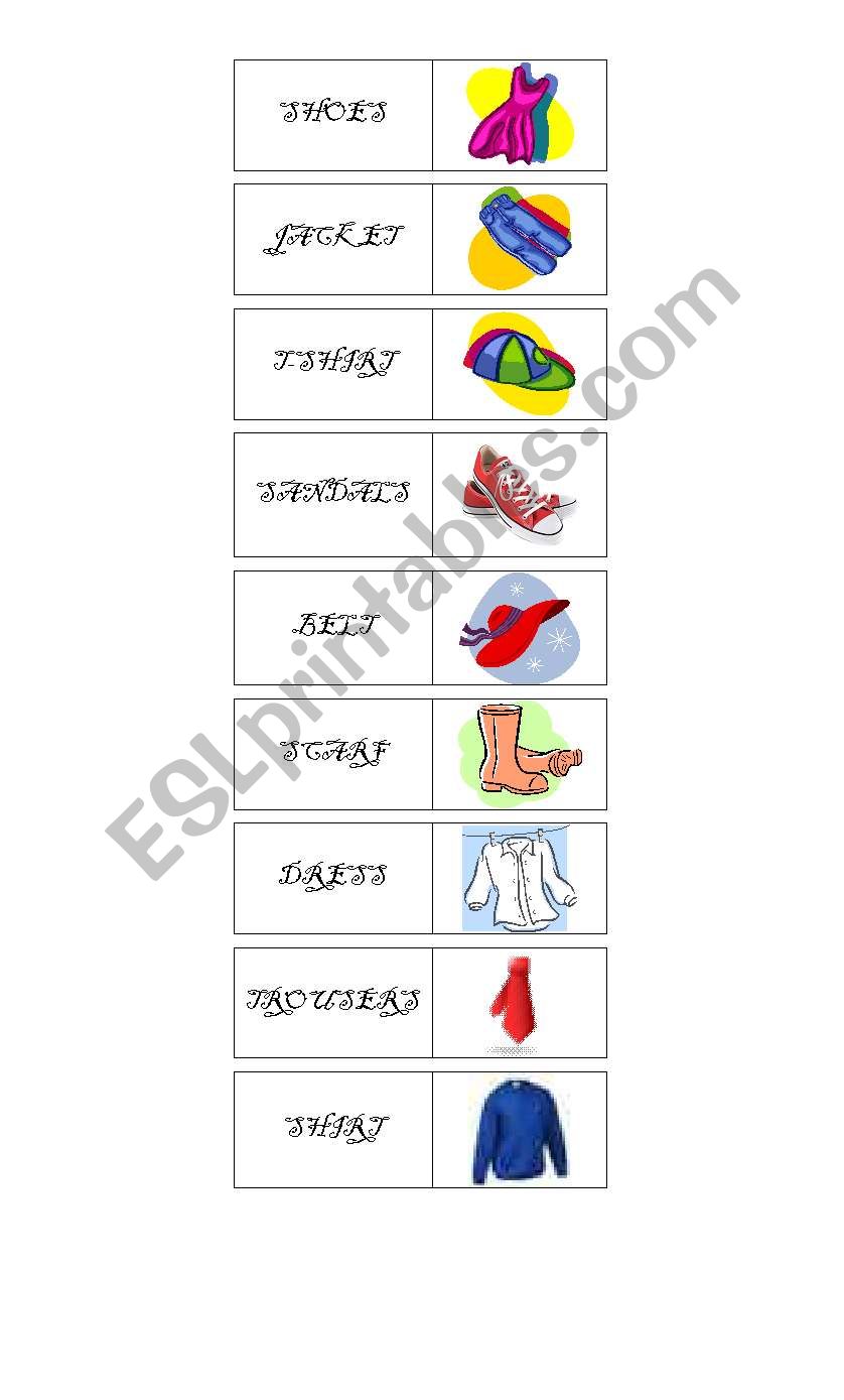 DOMINO Clothes Part 1/2 worksheet