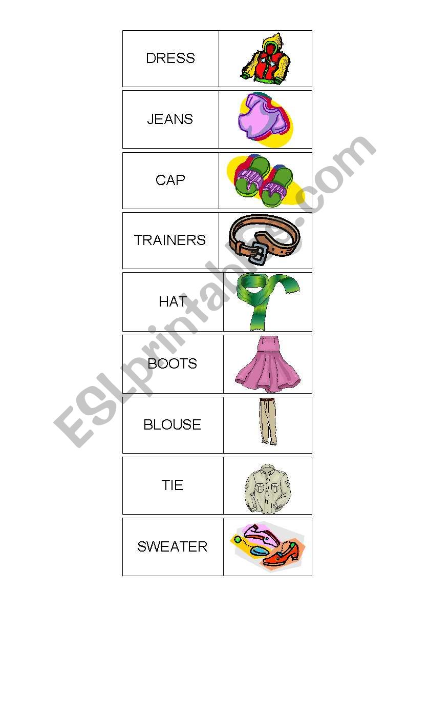 DOMINO Clothes Part  2/2 worksheet