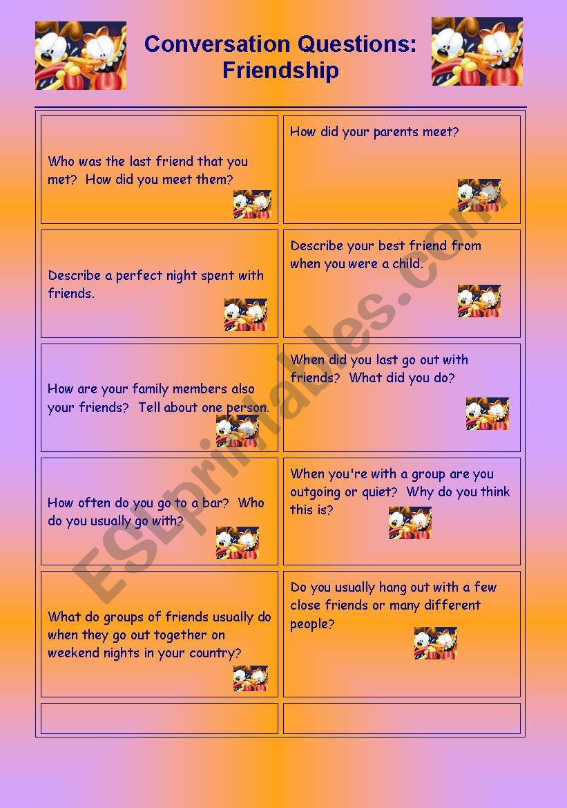 Conversation: Friendship worksheet