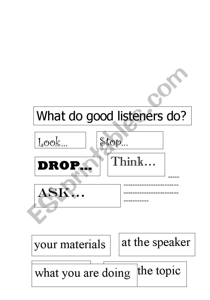 What good listeners do. worksheet