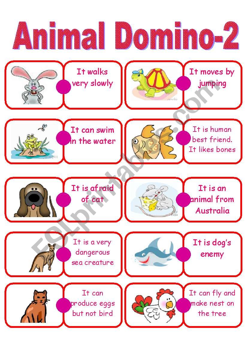 Animal Domino worksheet