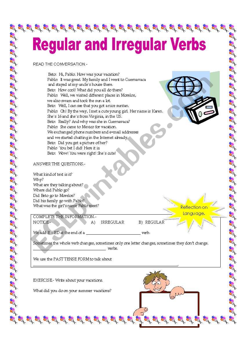 REGULAR AND IRREGULAR VERBS worksheet