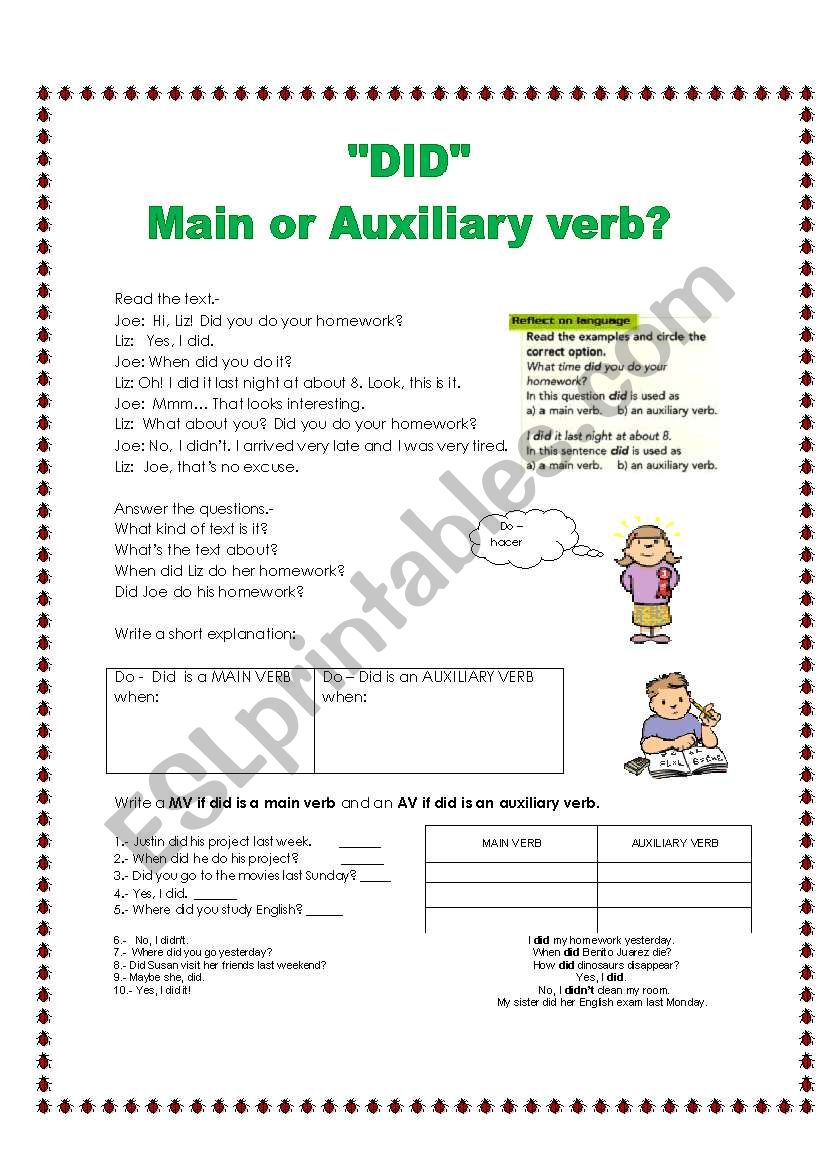 DID! worksheet