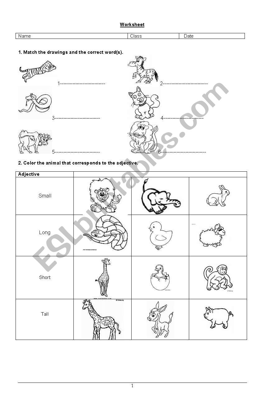 Animals and habitats worksheet