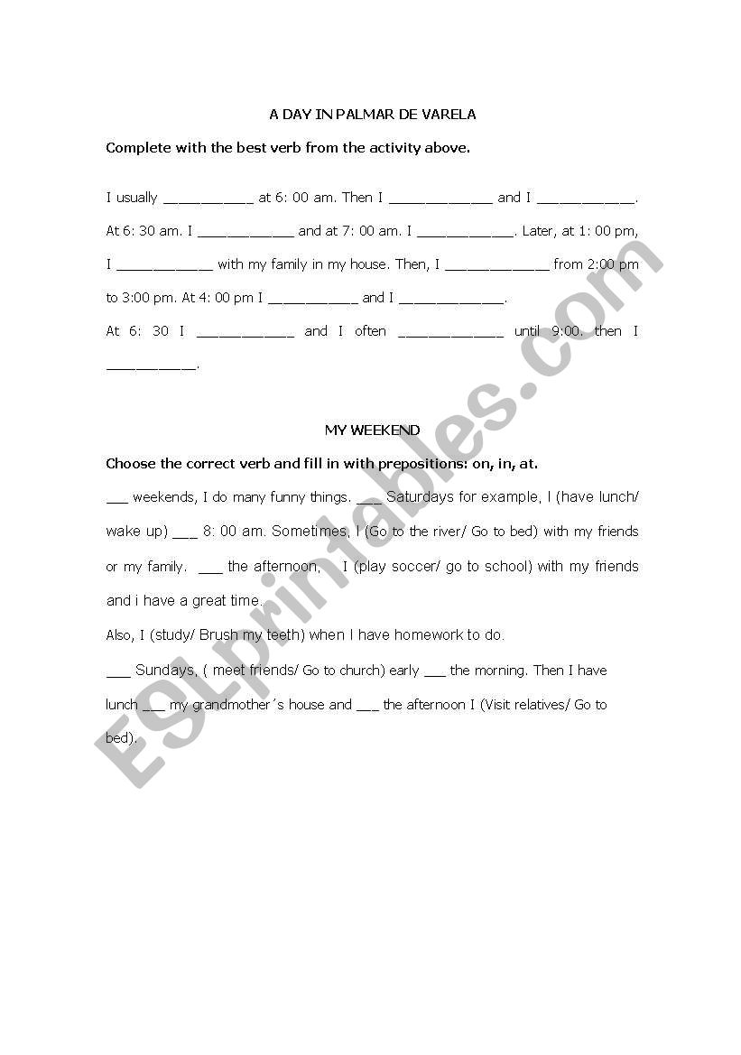 routines worksheet