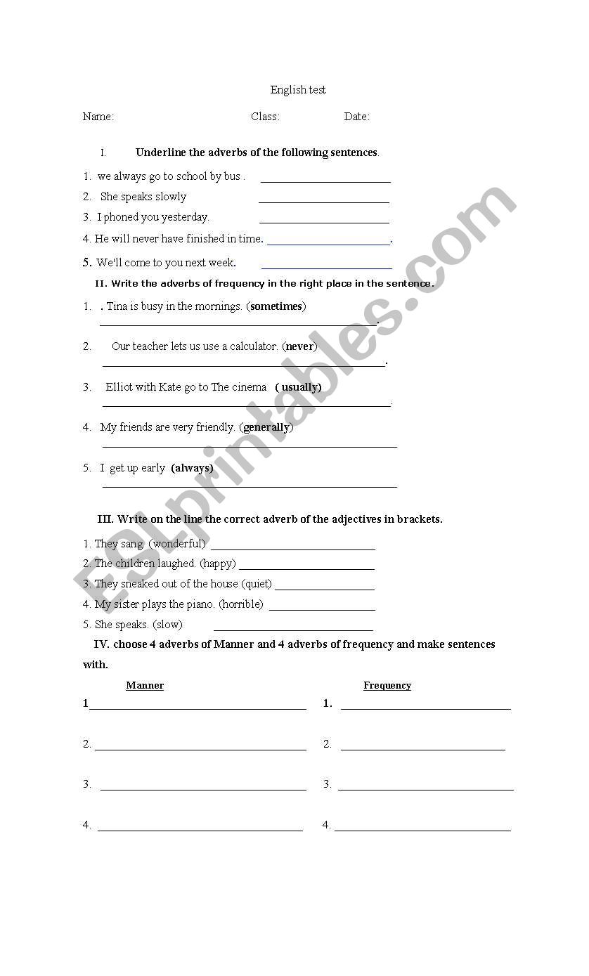 adverbs worksheet
