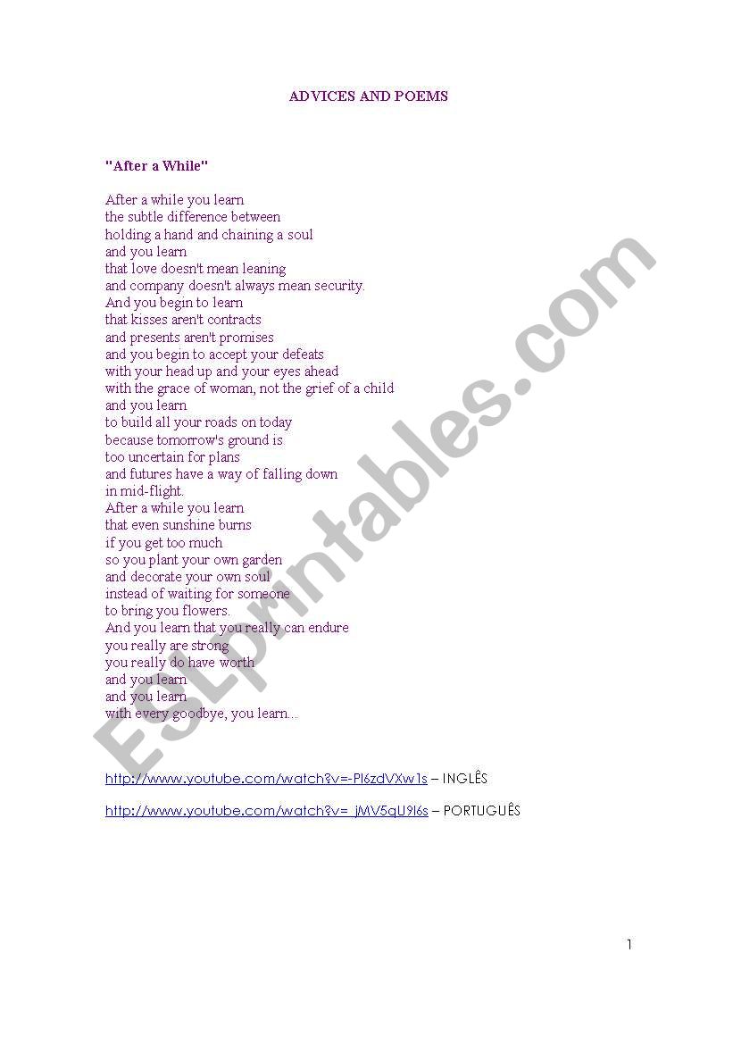 POEMS worksheet