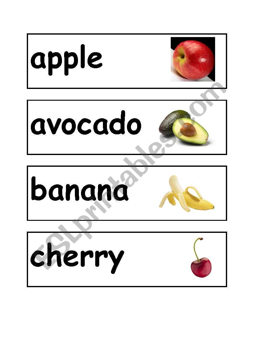 Fruit Word Strips 2 worksheet