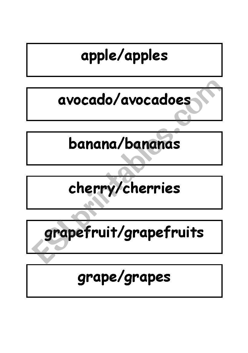 Fruit Plurals worksheet