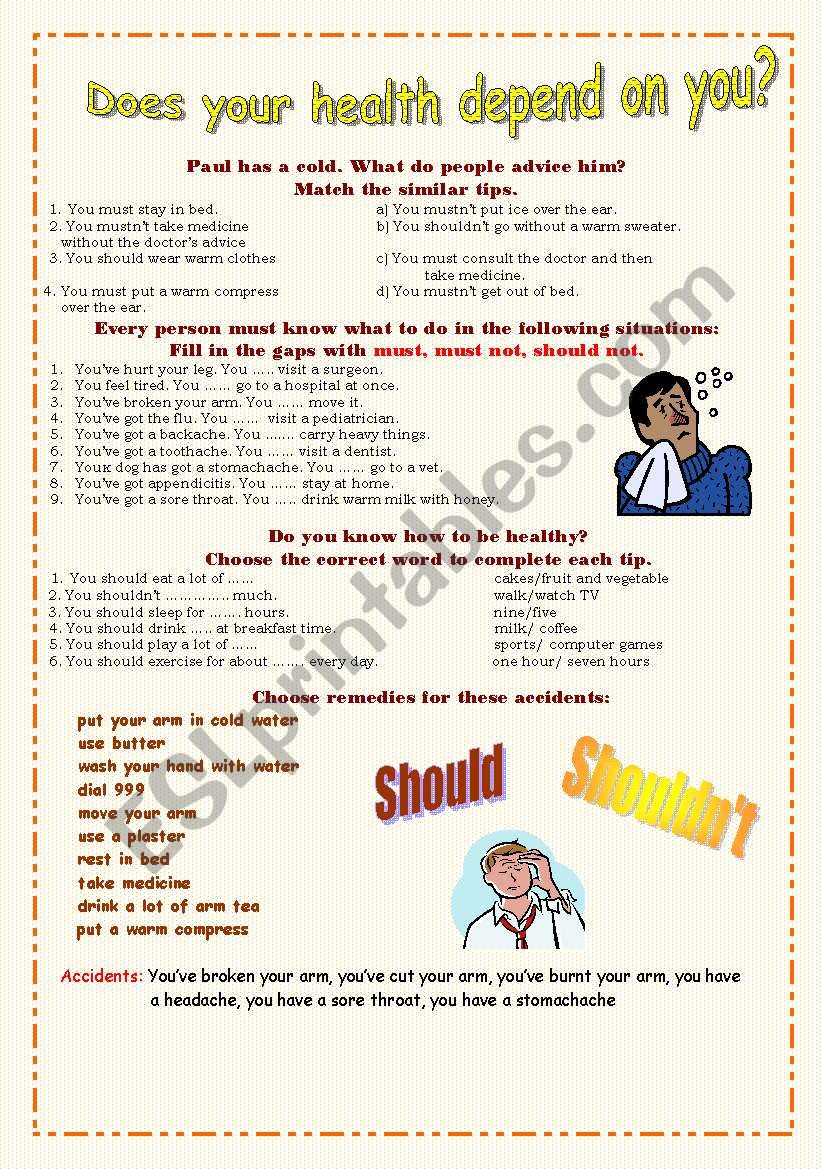 Health and modal verbs worksheet