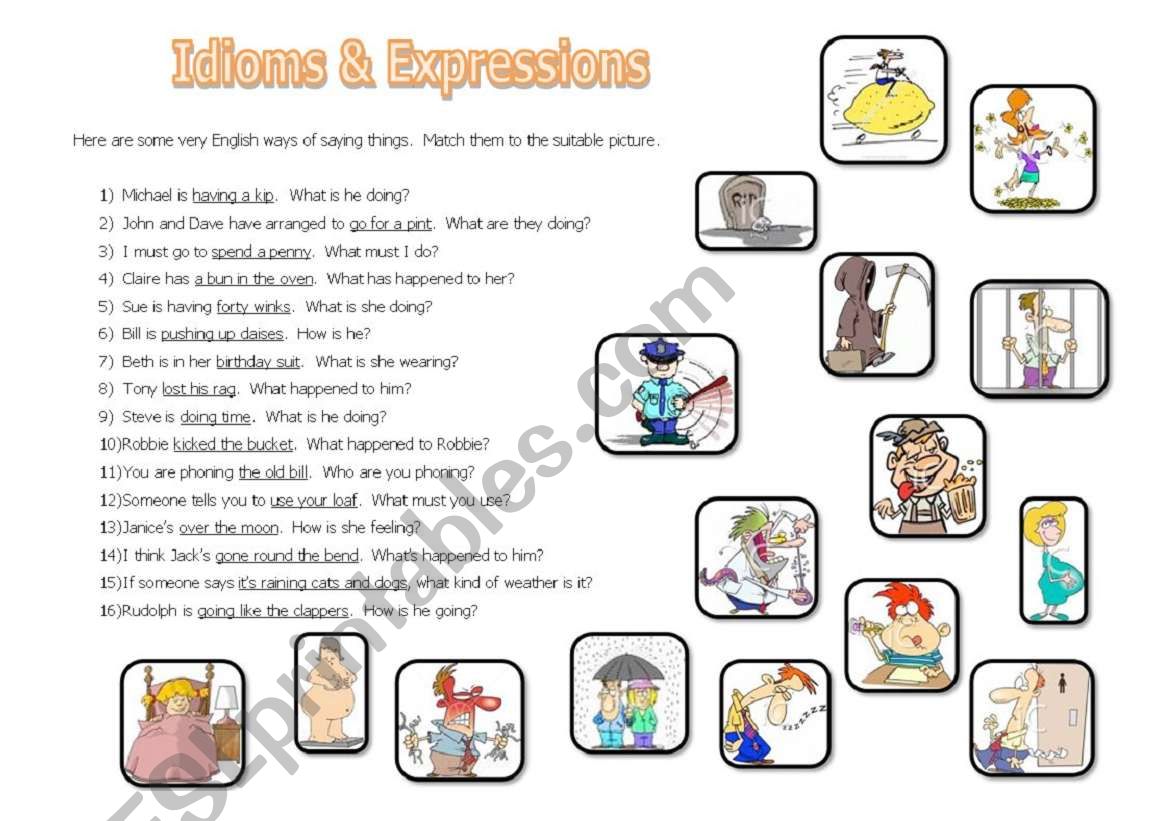 Idioms and expressions worksheet