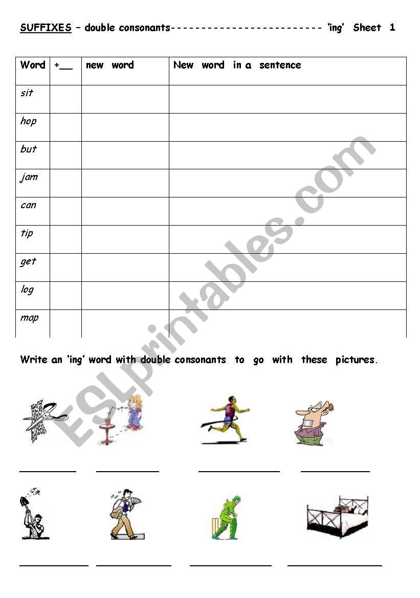 Suffixes-ing 1 worksheet