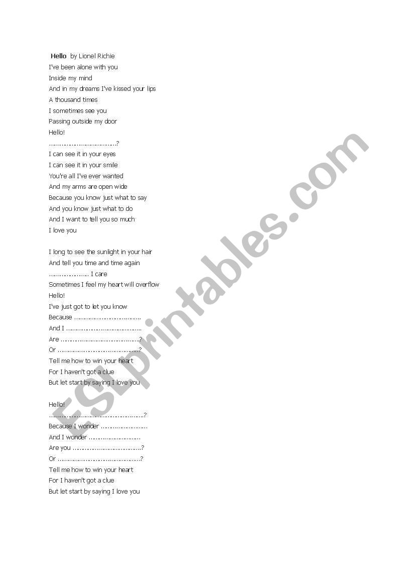 Hello worksheet