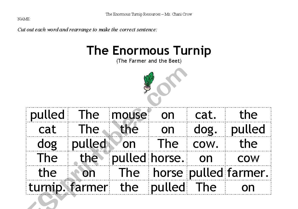 The Enormous Turnip- mixed up sentences
