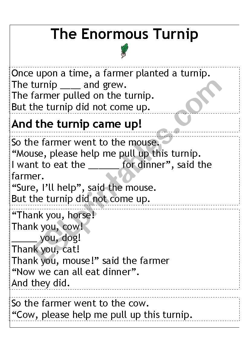 The Enormous Turnip - paragraph sequence