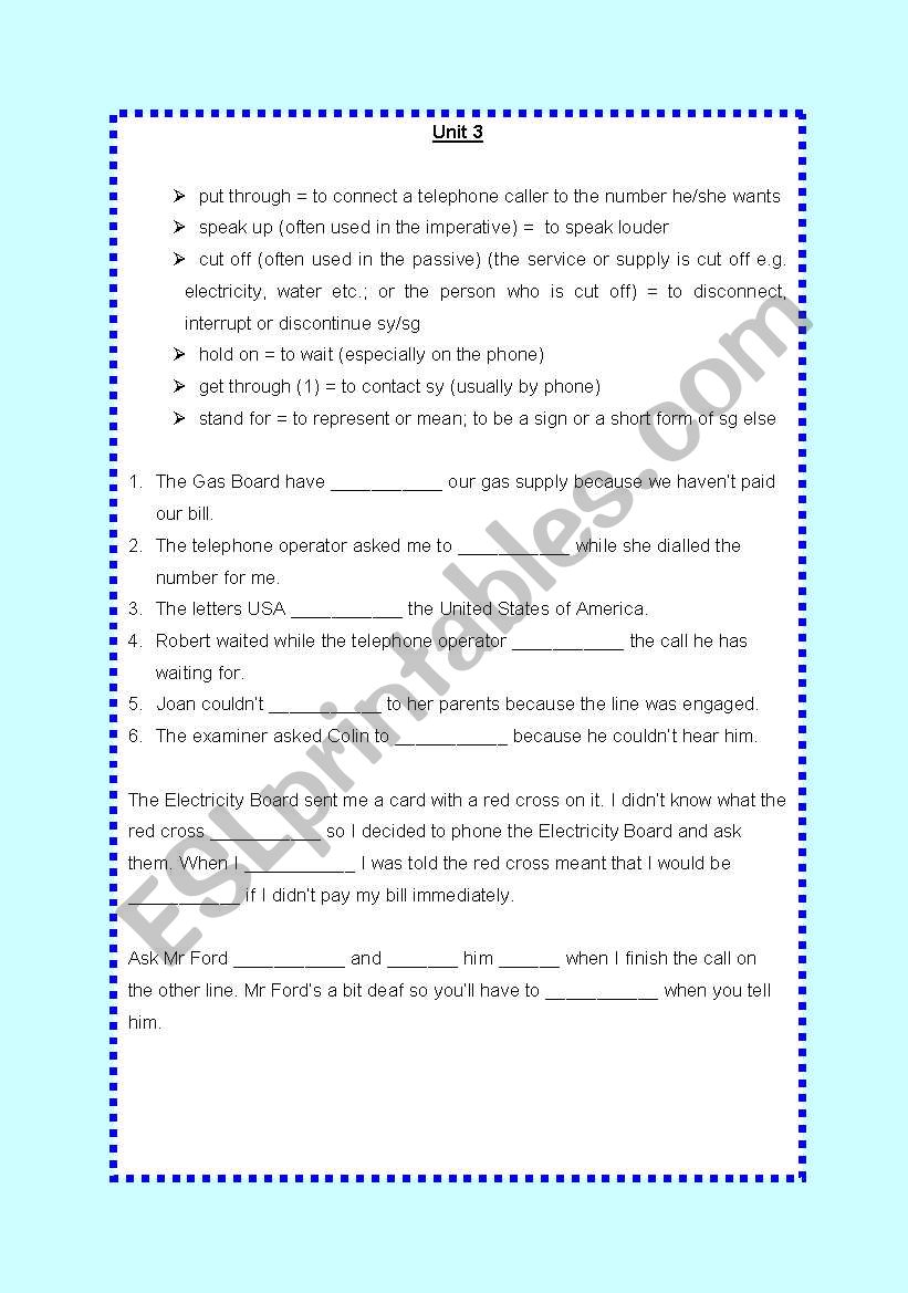 phrasal verbs unit 3 from 20 units