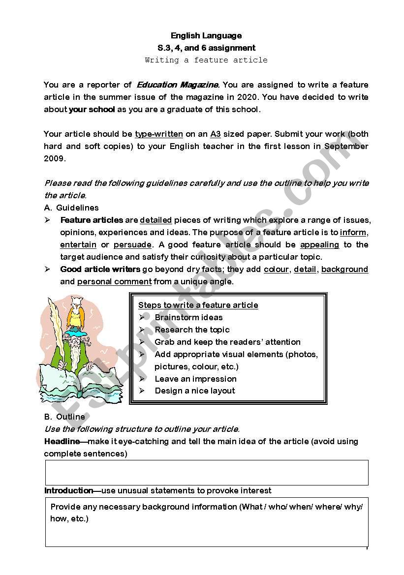 Feature Article - Education Magazine - ESL worksheet by macfan