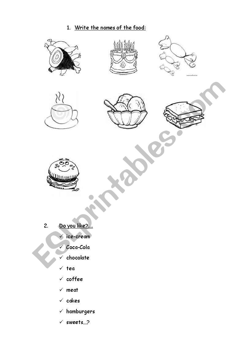 FOOD worksheet