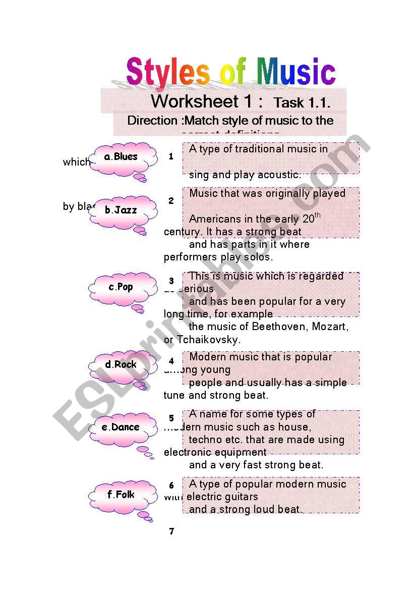 Music worksheet