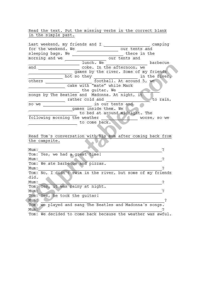 SIMPLE PAST PRACTICE worksheet