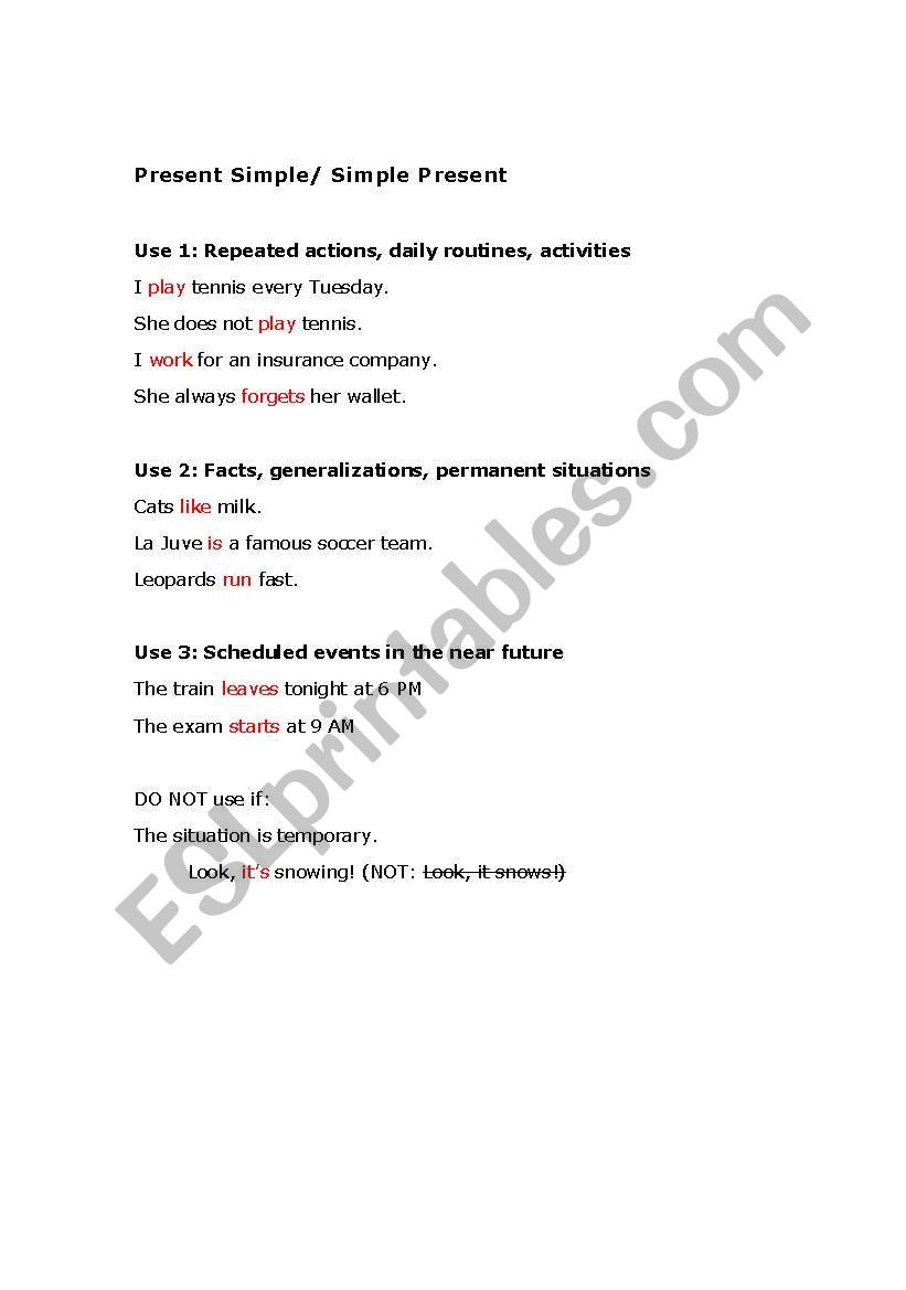 Verb tenses review worksheet