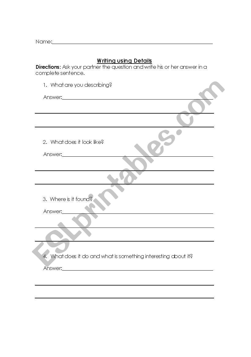 Interview Worksheet worksheet