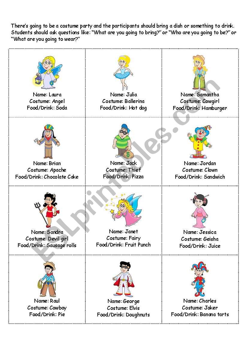 Costume Party 1 worksheet