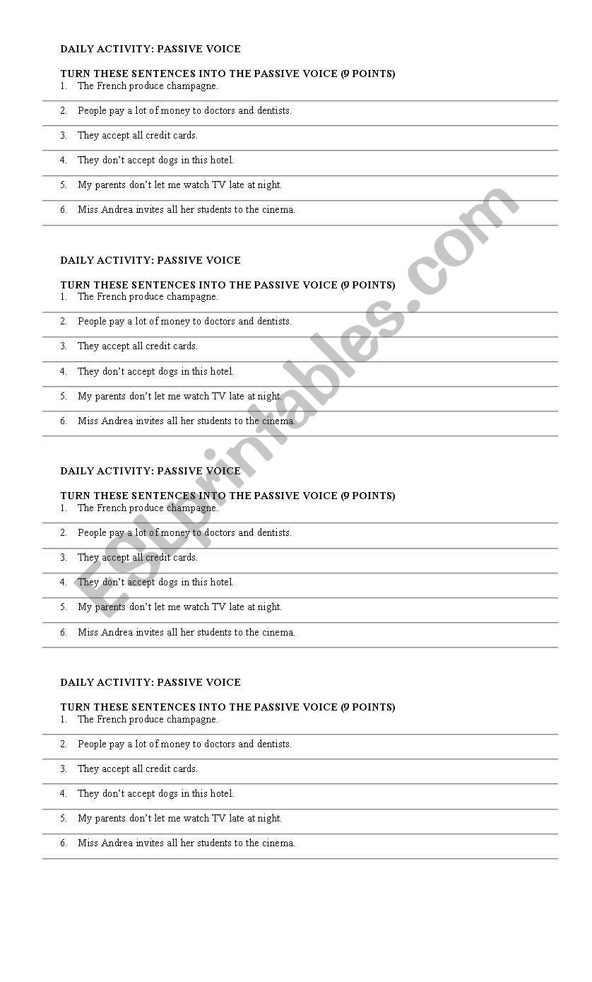 Passive voice worksheet