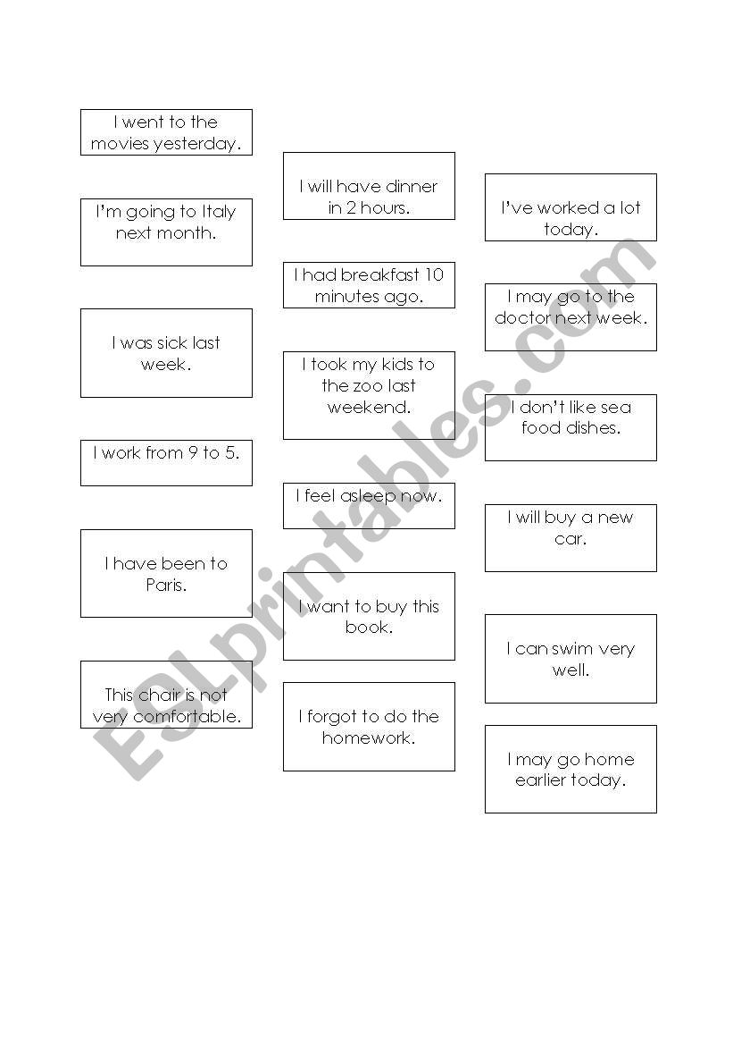 Reported Speech Activity worksheet