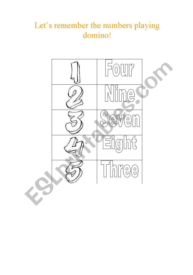 Numbers domino worksheet