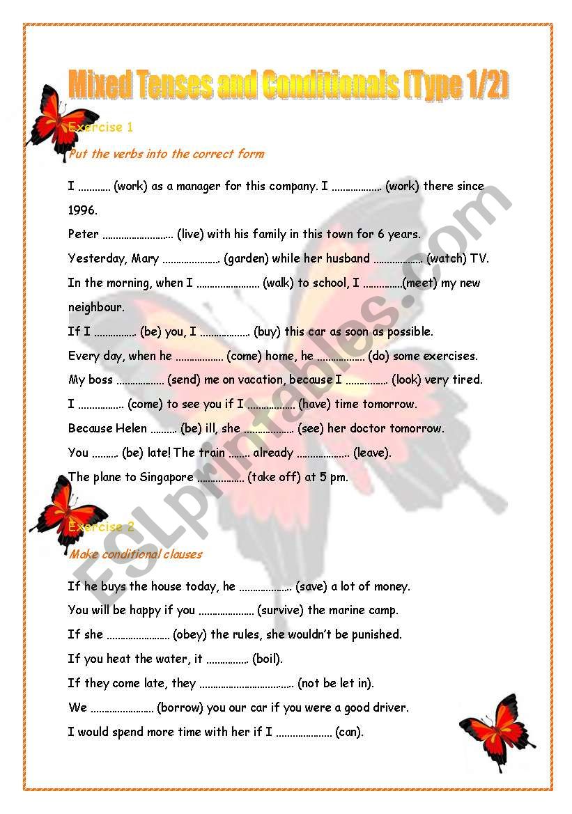 Mixed tenses worksheet