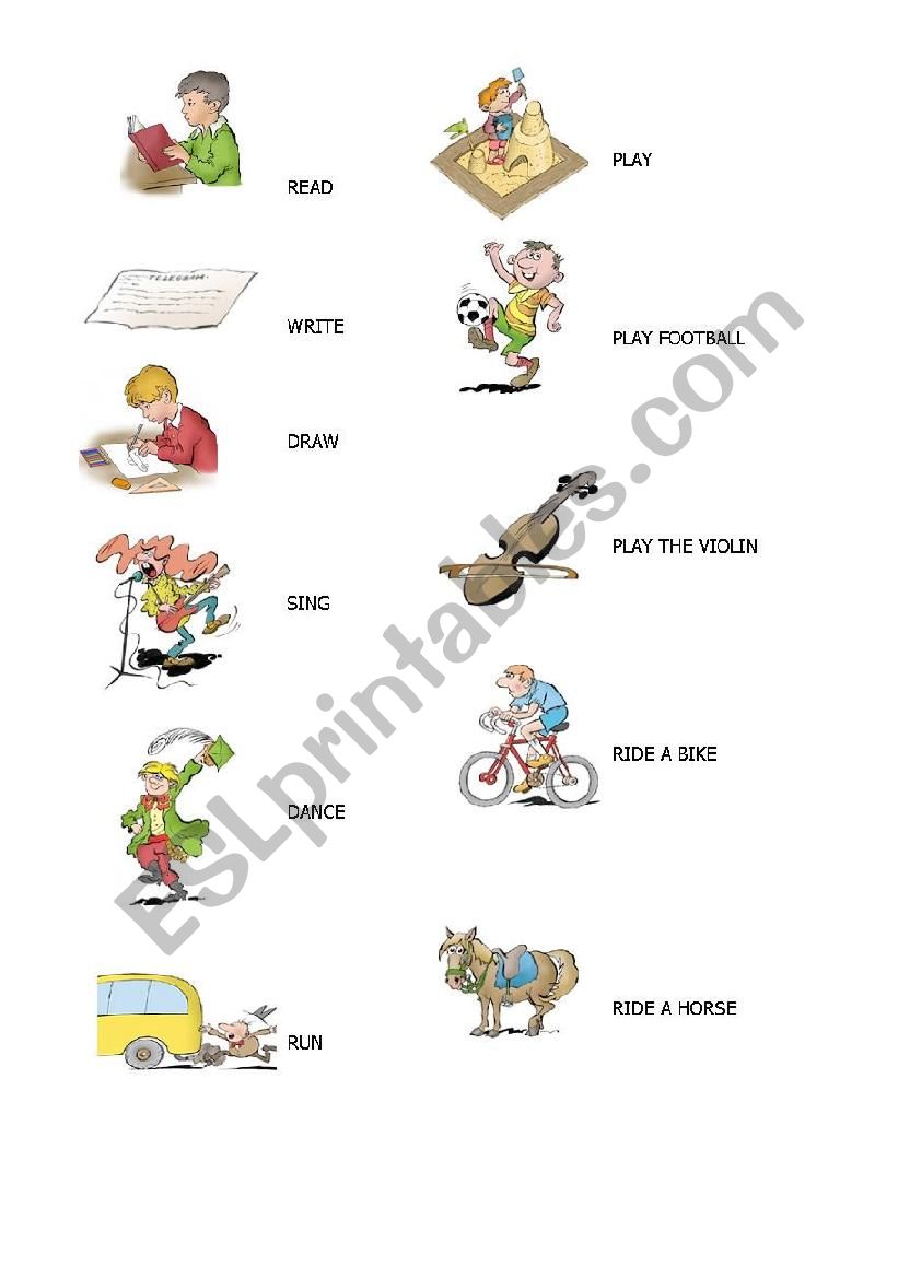 Activities and hobbies worksheet