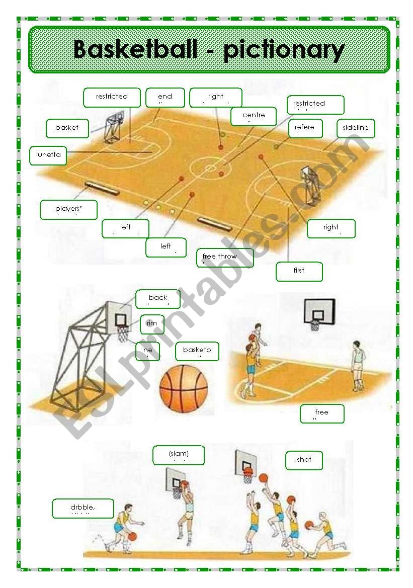 Basketball - pictionary worksheet