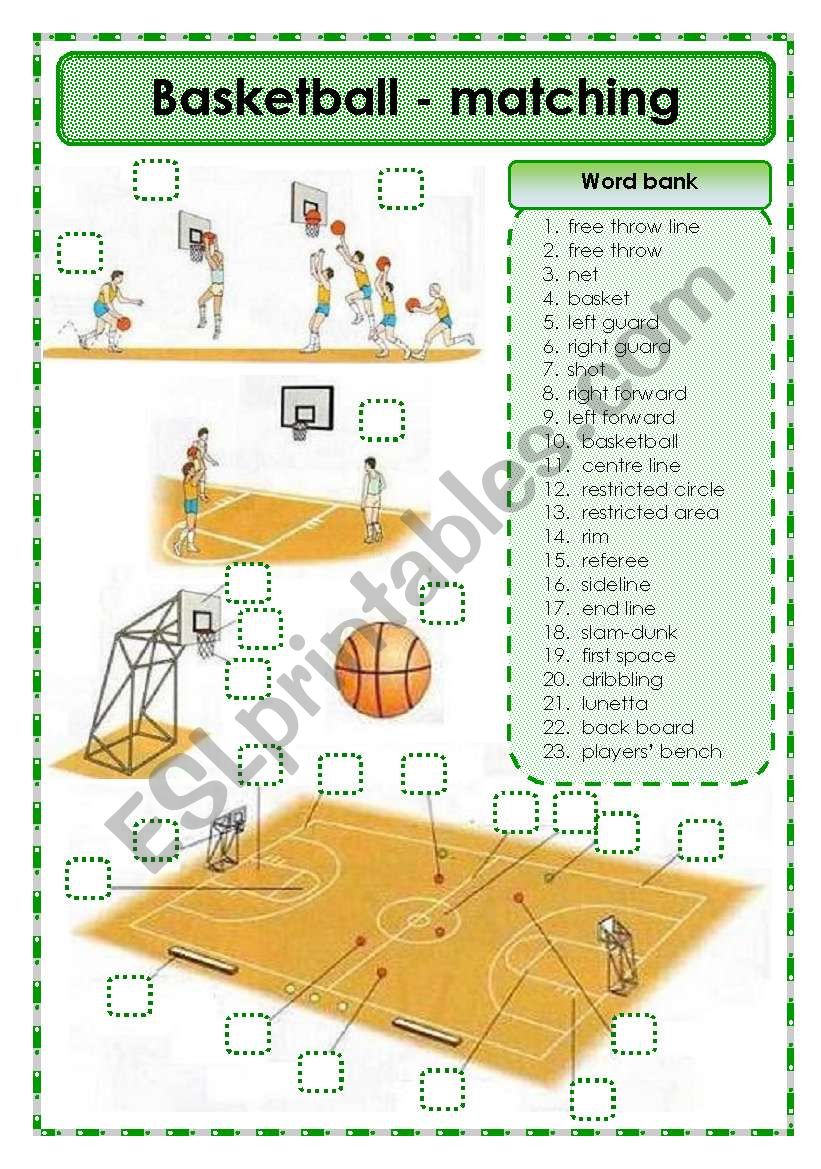 basketball esl worksheet