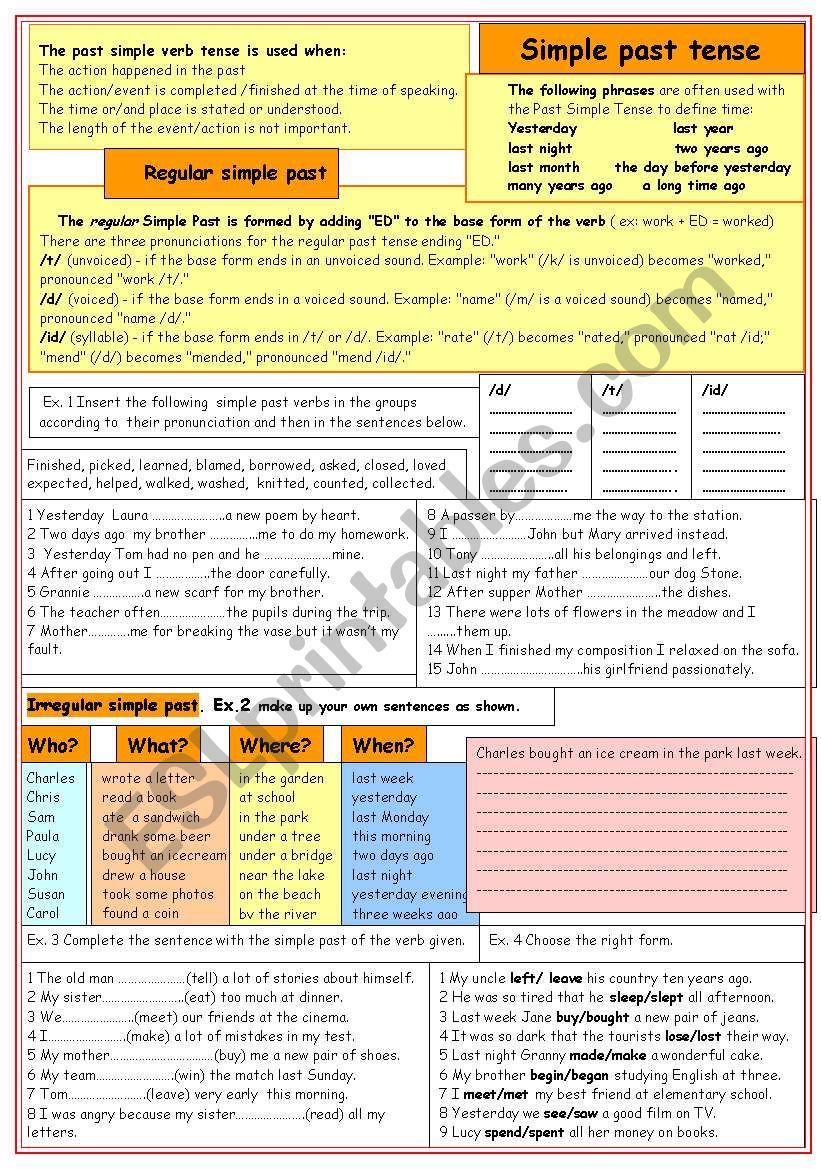 Past simple: regular and irregular verbs