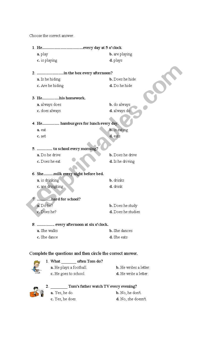 Simple Present Sheet worksheet