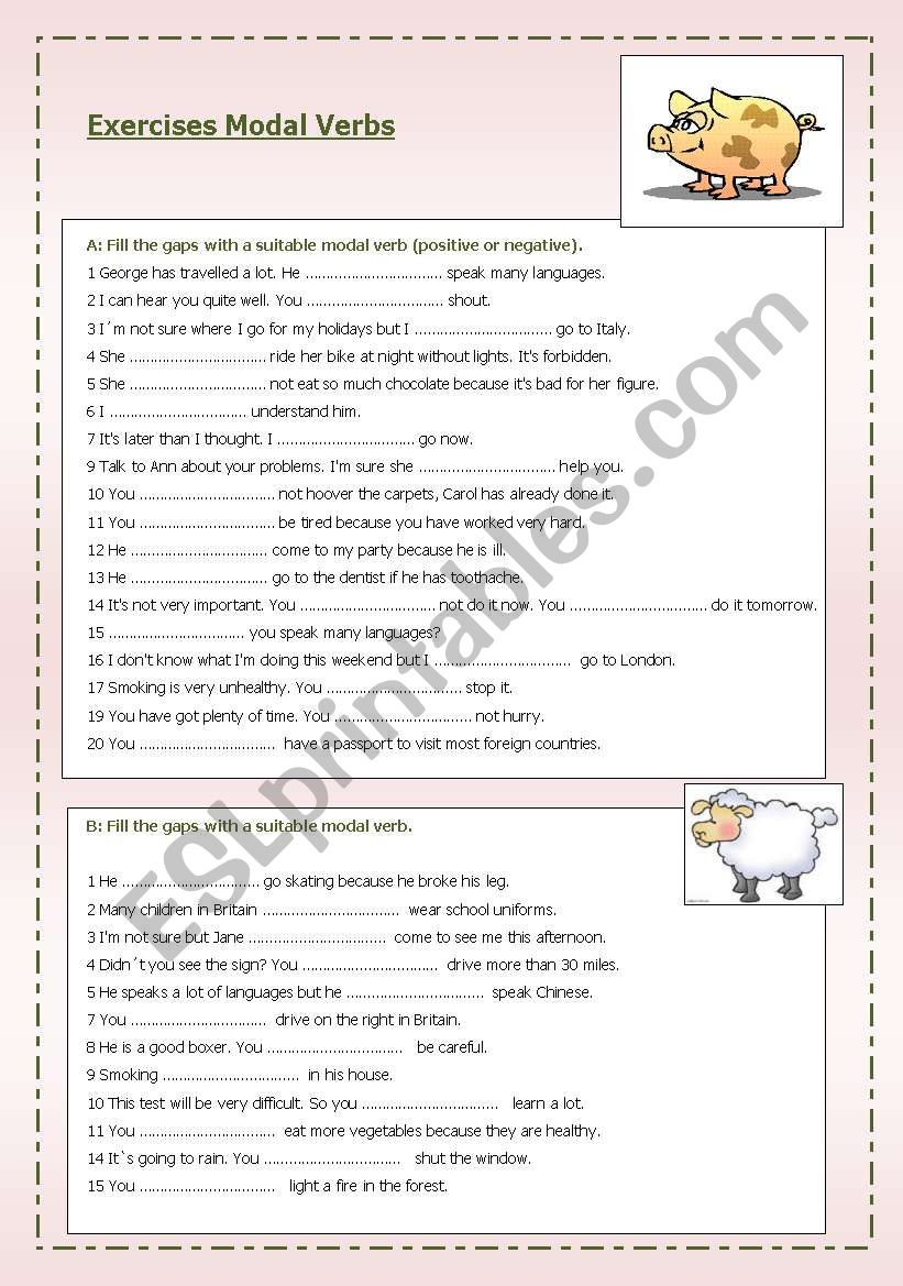 Exercises Modal Verbs worksheet