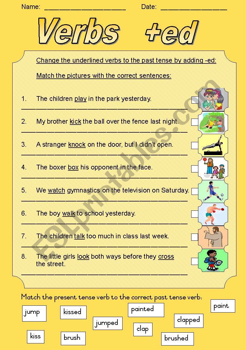 Verbs in the past worksheet