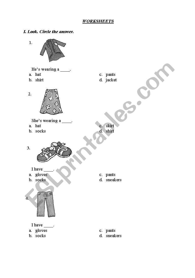 CLOTHES worksheet