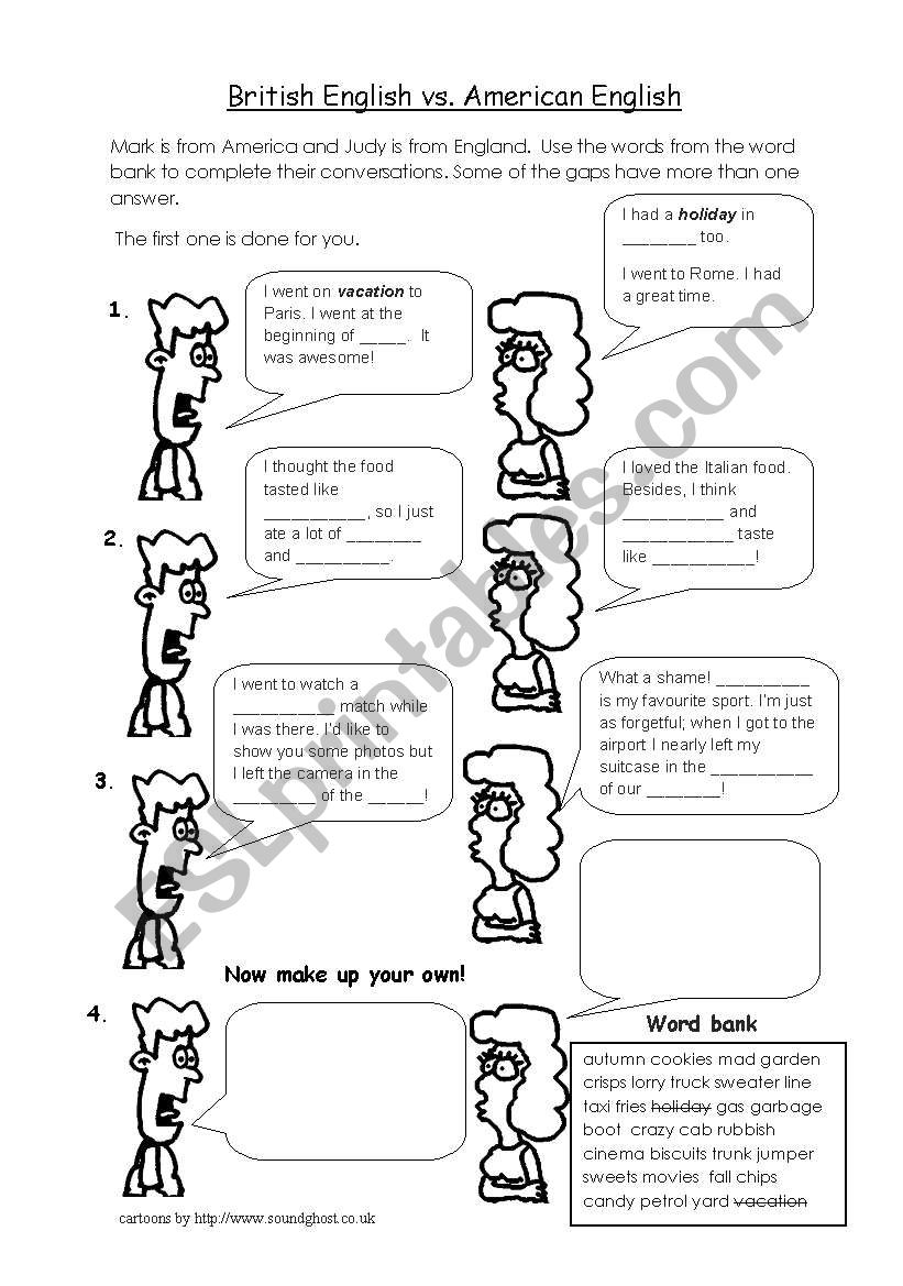 British English vs. American English conversations