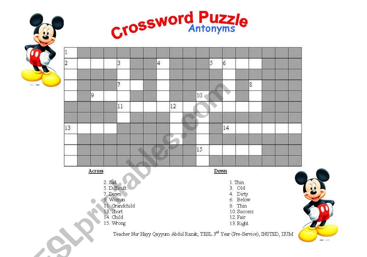 Synonyms_crossword puzzle worksheet